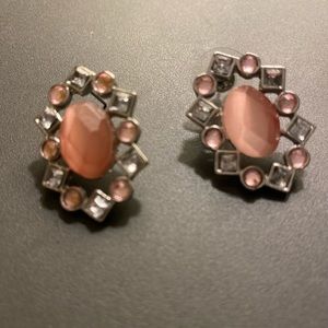 70’s style earrings pink and diamonds